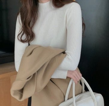 Womens Half High Collar Wool Knitted Bottoming Shirt - Planet Store 123