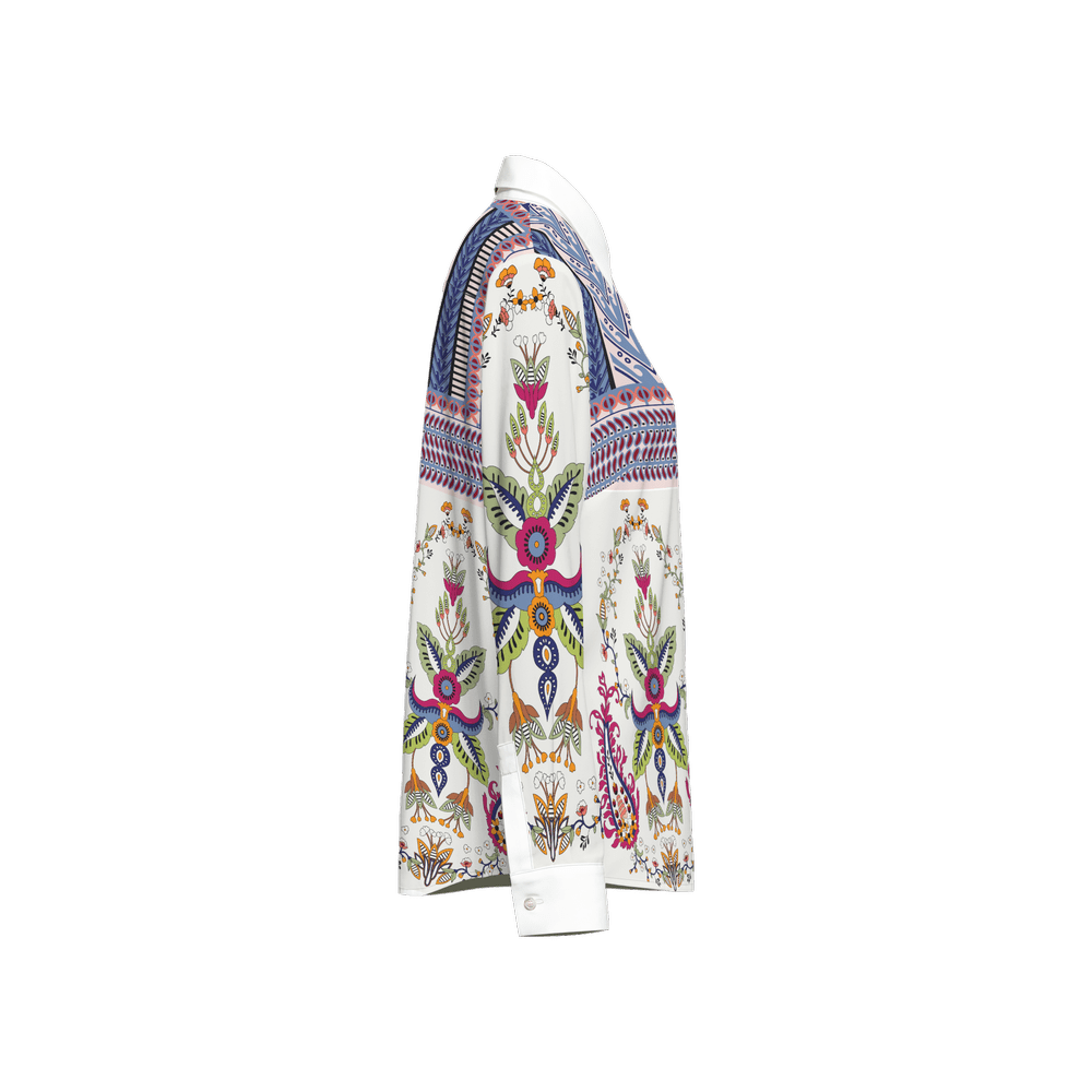 Women's Santorini Motif Classic Long Sleeve Button - Up Shirt - Planet Store 123