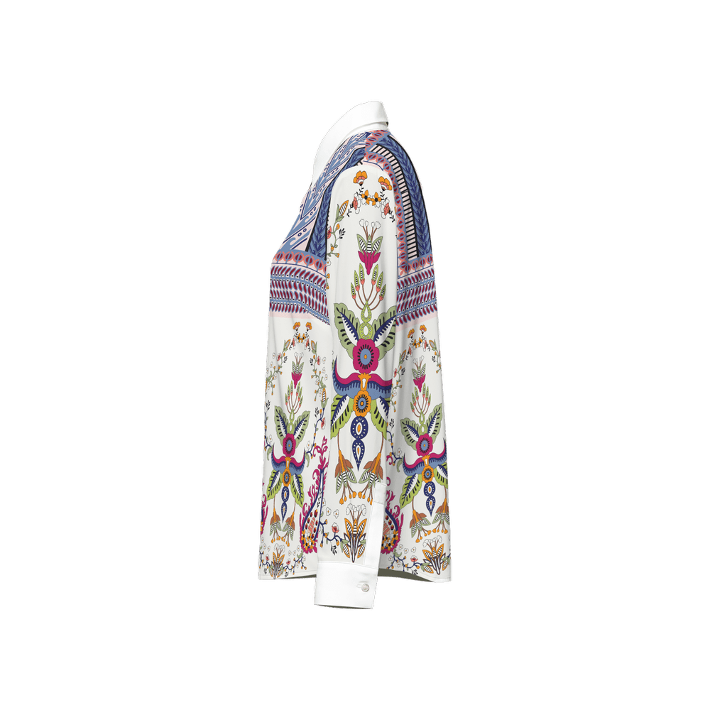 Women's Santorini Motif Classic Long Sleeve Button - Up Shirt - Planet Store 123