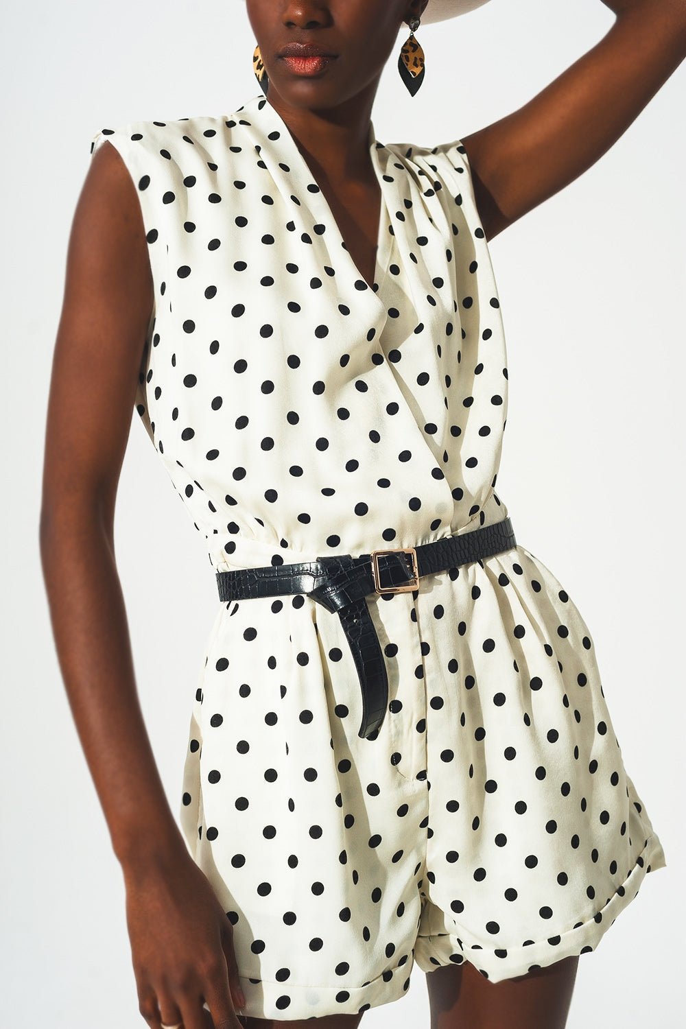 Wrap Polka Dot Playsuit Jumpsuit - Planet Store 123
