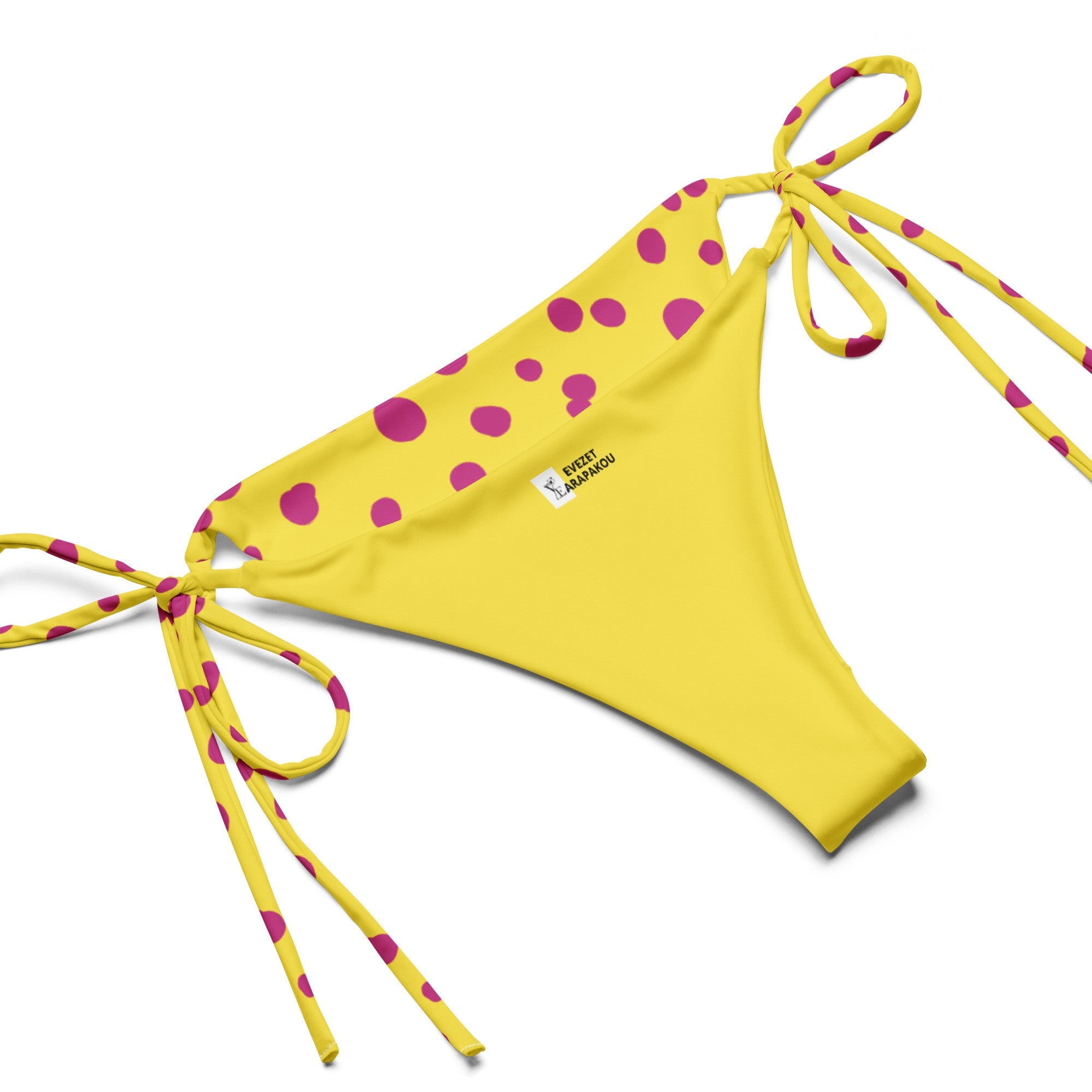 Yellow Sunny Pink polka dot recycled string bikini - Planet Store 123