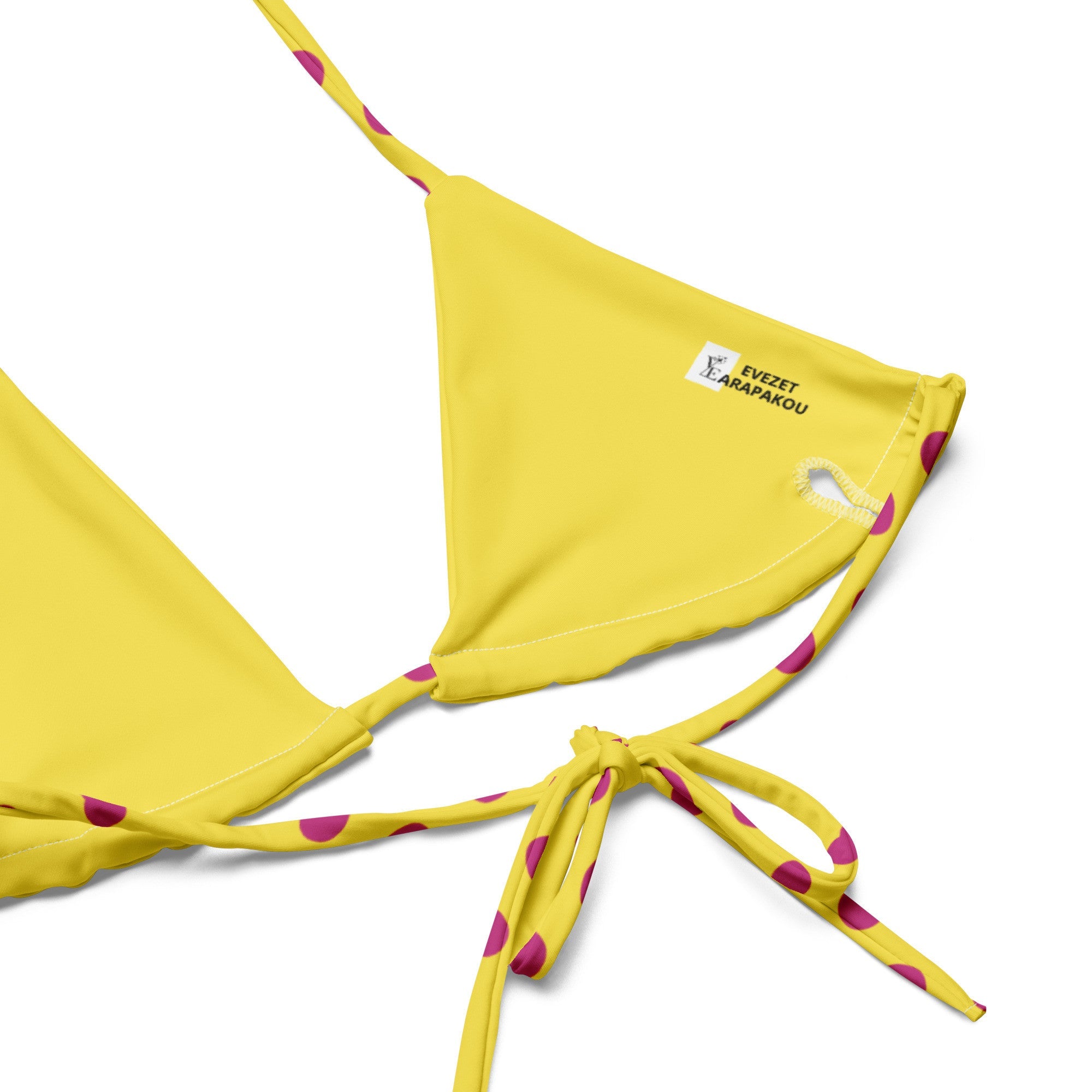 Yellow Sunny Pink polka dot recycled string bikini - Planet Store 123